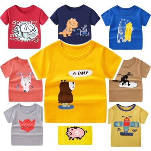 Baby Summer T-shirt Cartoon Printed Animal Rainbow Tops Tees Kids Children Casual Clothing Cotton T Shirt for Girls Boys Unise