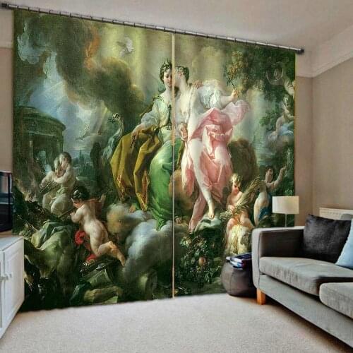Angel curtain European 3D Curtains angel design Curtains For Living Room Bedroom