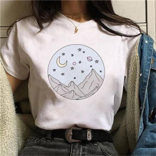Great wave and Sunrise Printed Women T Shirt Aesthetic Tshirts Short Sleeve Casual White Top Tee Female Harajuku T-Shirts Casual