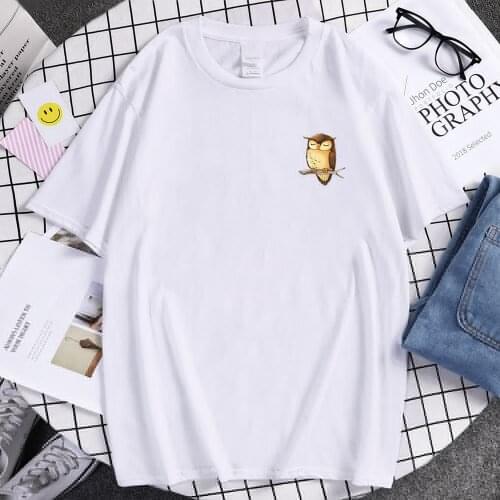 Owl Sleeping On The Tree Prints T-Shirts Fashion Breathable Tee Shirts High Quality Mans Tshirts Summer Comfortable T-Shirt Men