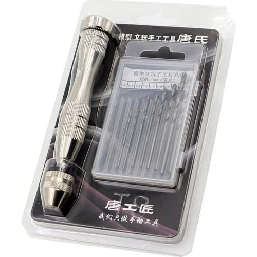 Hot 10pcs Twist Drill Bit Mini Micro Aluminum Alloy Hand Drill With Keyless Chuck Woodworking Drilling Rotary Drilling Tools