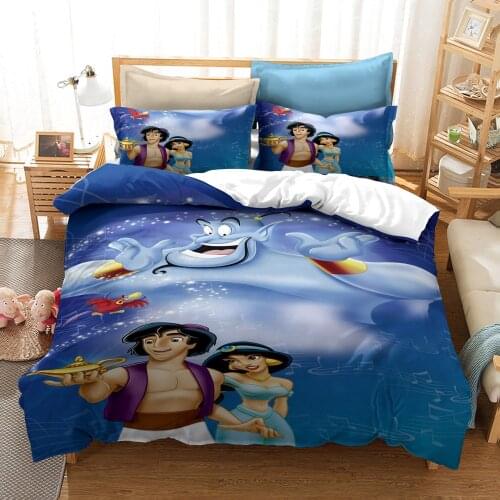 Bedding Sets Disney Aladdins Magic Lamp Jasmine 3D Single Queen King Bedding Set Duvet Cover Bed Sheets Pillow Cases Bed Linen