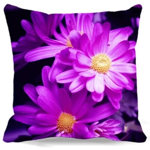 Square Cushion cover Cotton polyester bedroom/chair/car/sofa seat purple Chrysanthemum16 18 20 inches 9 style