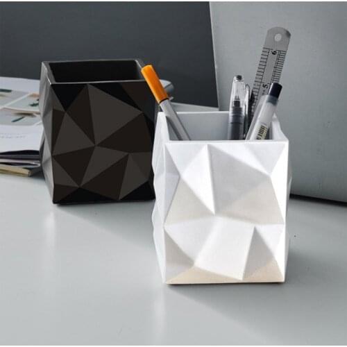 Square Pen Holder Wear-resistant Melamine Pencil Box Desktop Makeup Brush Holder Pen Container Holder Box Stationery Organizer