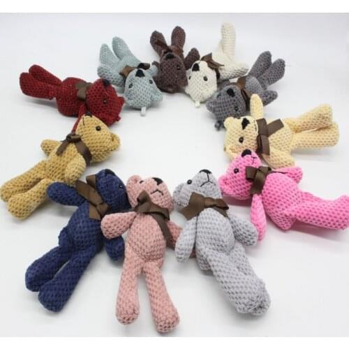 14CM Mini Teddy Bear Stuffed Plush Toys Cute White Teddy Bears Pendant Dolls Gifts Birthday Wedding Party Decor