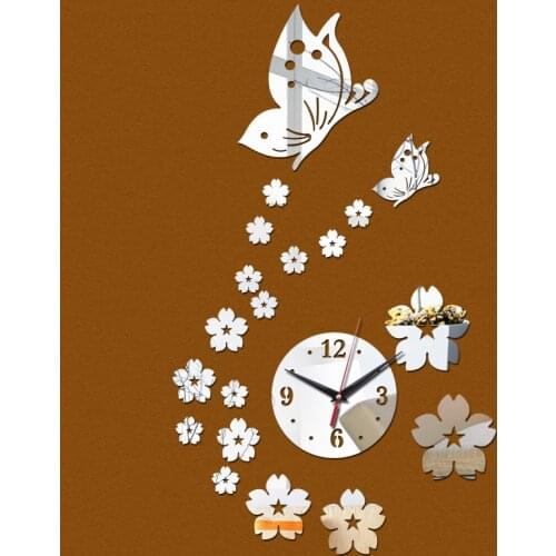 Hot fashion diy wall clocks clock home decor acrylic mirror quartz stickers sticker modern design surface