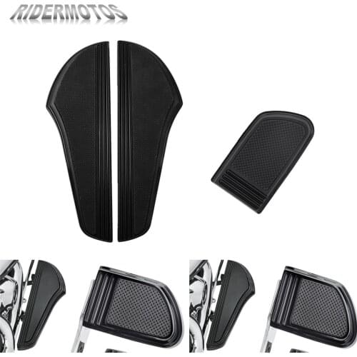 Motorcycle Black Front Driver Floorboard Footboard+Brake Pedal Pad Cover For Harley Softail Touring Electra Glide Classic FLHTC
