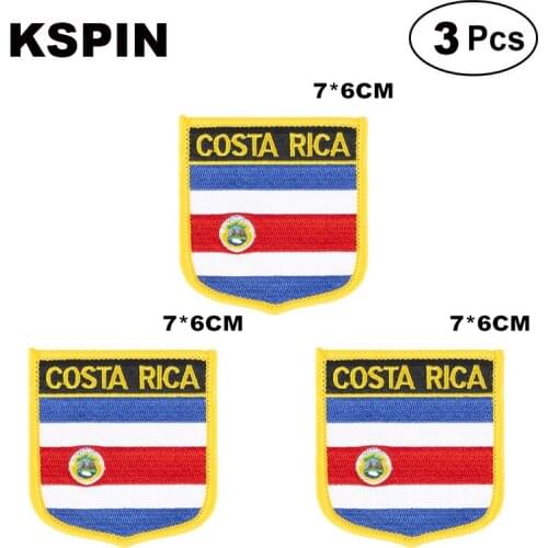 Costa Rica Shiled Shape flag patches national flag patches for Cothing DIY Decoration