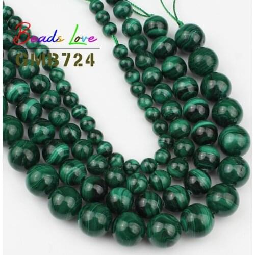 Natural Stone AAA Green Malachite Round Loose Beads for Jewelry Making 6 8 10 12mm Diy Bracelet Necklace Wholesale 7.5 Inch