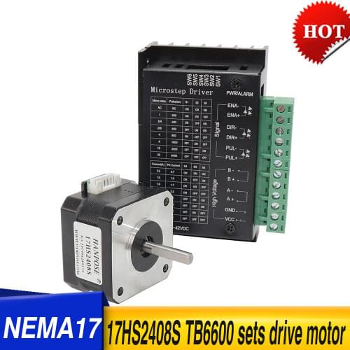 Nema17 0.6A 12N.CM 4-lead Stepper Motor 42 motor 42BYGH 17HS2408 with TB6600 CE ROSH ISO CNC Laser Grind Foam Plasma Cut