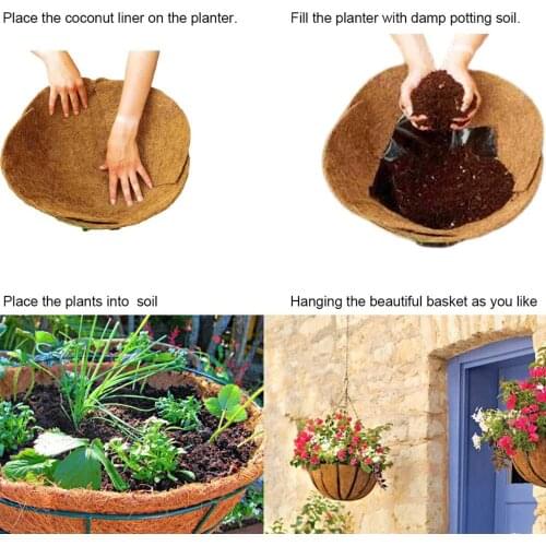 New Coco Liners Wall Hanging Flower Pot Liner Plant Coco Fiber Replacement Liners Pads For Planter Basket Flower Pots Home Dec