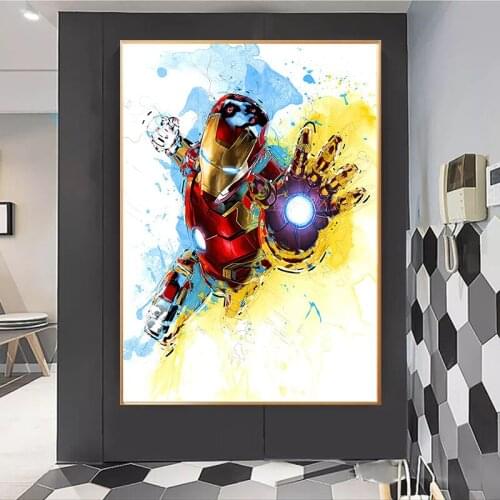 Marvel Avengers Poster Iron Man Watercolor Canvas Painting Wall Art Decor Picture Childrens Room Home Decor Gifts for Baby