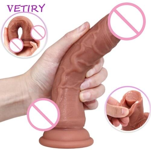 Skin Feeling Realistic Dildo, Soft Liquid, Huge Big Penis With Suction Cup, Sex Toys for Woman, Female Masturbation, S/M/L