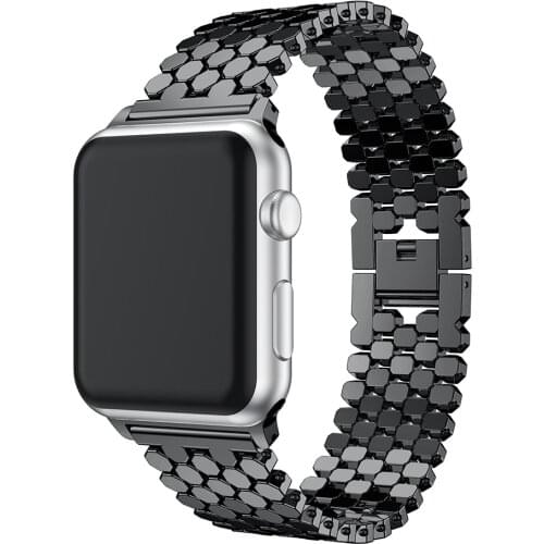 Band For Apple Watch 38mm 40mm 42mm 44mm Watchband Stainless Steel Apple iWatch Band 3 4 5 6 SE Strap Round beads Steel Bracelet