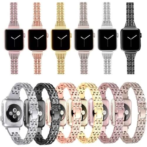 Luxury Stainless Steel Bracelet Belt For Apple Watch Bands 44/42/40/38mm Diamond Strap Wristband For iWatch 4/3/2/1 Accessories