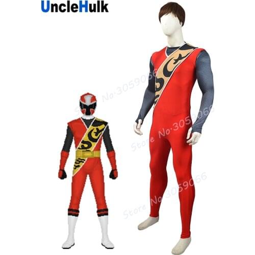 Shuriken Sentai Ninninger Red Ninja Spandex Suit Cosplay Costume Halloween Bodysuit | UncleHulk