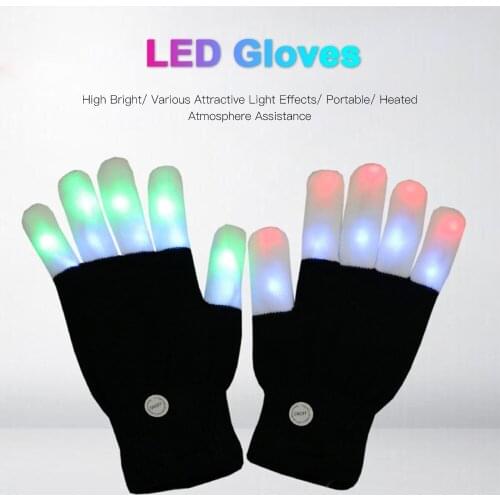 1 Pair LED Glowing Flashing Gloves Drop shipping