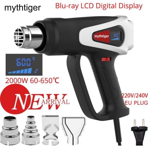 LCD Display 2000W For Industrial Soldering Hot Air Gun Shrink Wrapping Heat Gun Air Dryer Thermoregulator Thermal Blower Plastic