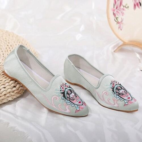 Ethnic Style Pointed Toe Embroidered Shoes Chinese Ancient Style Hanfu Daily All-match Casual Cloth Shoes Ladies Flat Shoes