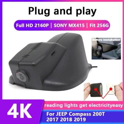 Car Driving Recorder Easy to install For JEEP Compass 200T 2017 2018 2019 DVR Wifi Video Recorder Dash Cam Camera Full HD 2160P