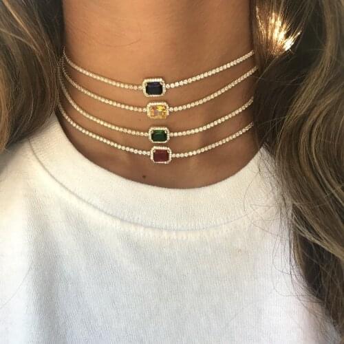 Y2K Shiny Candy Crystal Choker Necklace for Women Metal Vintage Charms Sweet Necklace Jewelry Wholesale 90s Style Friendship Gif