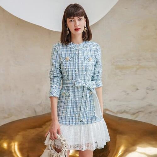 Модные платья в клетку Yigelila China At AliExpress