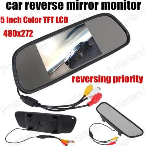 5 inch Color TFT LCD Car auto vehicle Mirror Rear view Mirror Monitor Auto for Camera DVD VCR 480 x 272 reversing priority