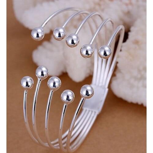 B058 Hot Sale Sterling-silver-jewelry Bracelets For WomenWholesale Free Shipping Charm Fashion 925 Jewelry Five Wire Bead Bangle