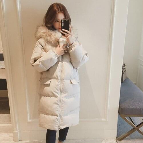 Womens Cotton Coat Winter Jacket Long Hood Warm Down Cotton Jackets Ladies Parker Coat Solid Color Cotton Overcoat Outerwear