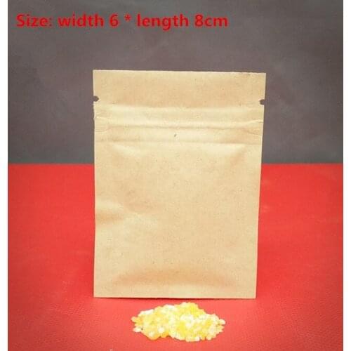 100pcs/lot-6*8cm Mini Size Zipper Top Seal Kraft Paper Bag with Foil Coated Inner Powder Seasoning Sugar Tea Storage Bags