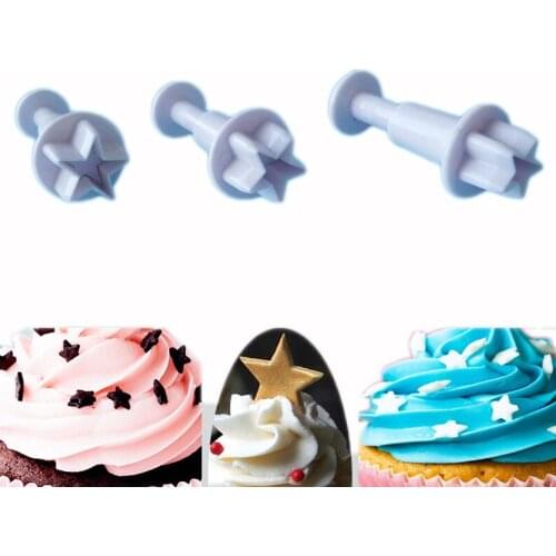 3Pcs/Set Mini Star Shape Fondant Cake Decorating Plunger Biscuit Cookies Cutter Diy Mold Christmas Cake Decorating Mold Tools