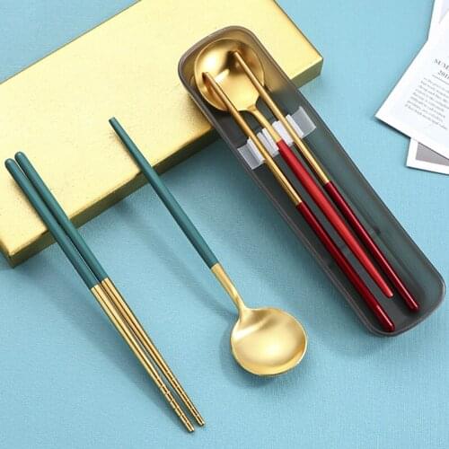 304 stainless steel chopsticks spoon dinner set student chopsticks spoon portable tableware cutlery