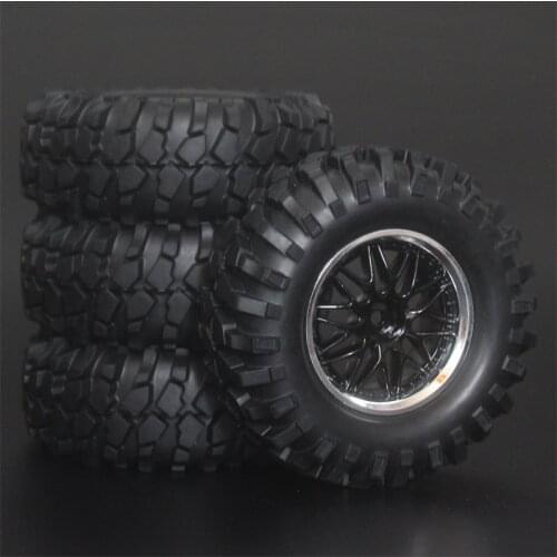 4x 1.9Inch 96mm Rubber Tires Plating Wheel Rims For D90 D110 SCX10 CC01 RC Rock Crawler Truck Climbing Off-Road Car