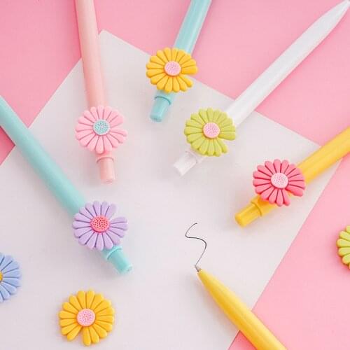 50PCS Daisy Click Gel Pen Creative Student Writing Implement Office Signature Pen Stationery Kawaii School Supplies