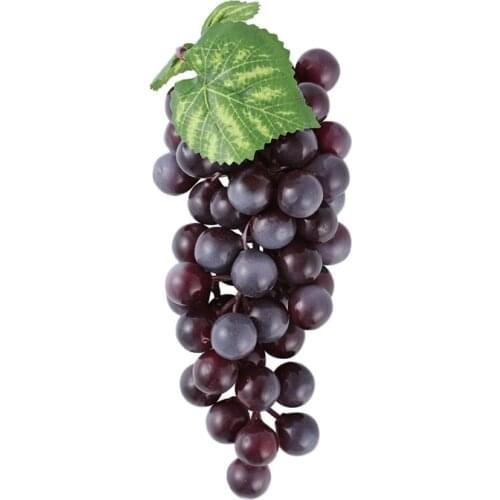 60pcs/bunch Real Touch Artificial Grape Model PVC Fake Leaves Black Grape House Kitchen Christmas Party Food Photography Props
