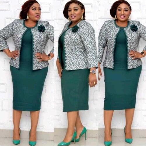 African Dresses For Women 2 Piece Set High Quality Oversize Jacket And Dress Outfits With Beading 2021 New Bazin African Clothes