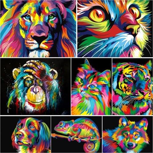 DIY 5D Diamond Painting Animal Lion Cat Cross Stitch Kit Full Drill Embroidery Mosaic Art Picture of Rhinestones Home Decor Gift