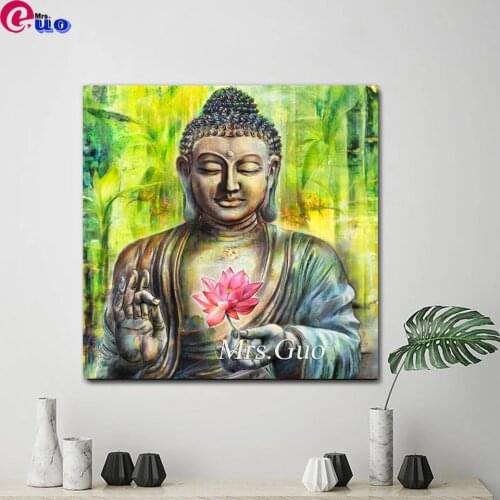 5D Diy Diamond Painting Full Square/Round Drill Mosaic Pink Lotus Buddha Zen Religion Diamond Embroidery Cross Stitch Decoration