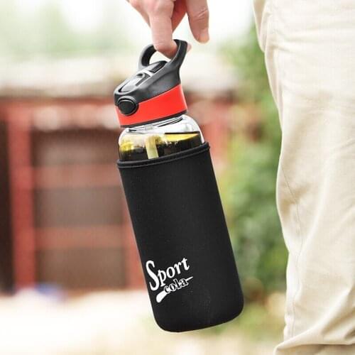 1000ml Big Glass Water Bottle Tea Pots Cup With Straw and Bottle Bag Portable Sports Bottles