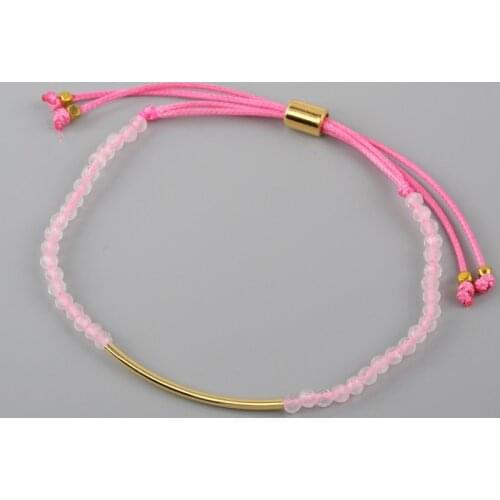 3mm Faceted Natural Rose Quartzs Bead Bracelet Lovely Healing Crystal Adjustable Handmade Jewelry Girls Friendship Bracelet