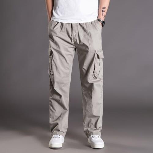 Cargo Pants 95% Cotton Multiple Pockets Male Spring Men Casual Thin Trousers Loose Plus Size Oversize Military Overalls Joggers