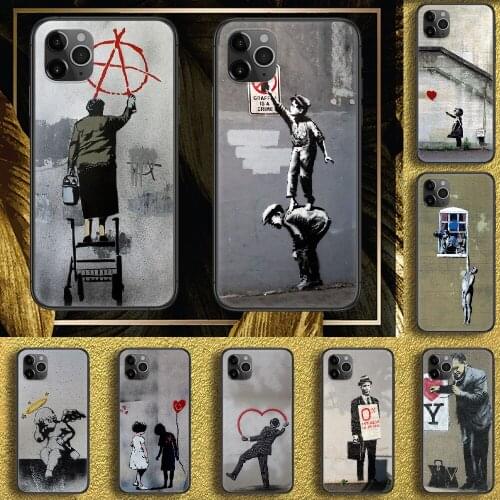 Street Art panda Funny Phone Case Cover Hull For iphone 5 5s se 2 6 6s 7 8 12 mini plus X XS XR 11 PRO MAX black 3D shell soft