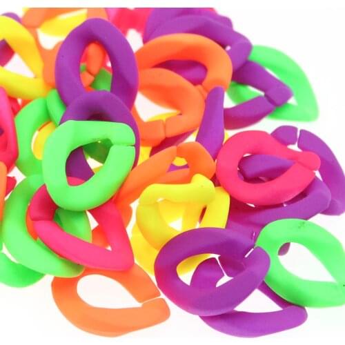 CHONGAI 50Pcs Fluorescent Color Acrylic Oval Open Ring Beads Connector link Chain For Necklace Bracelet Making 24mm