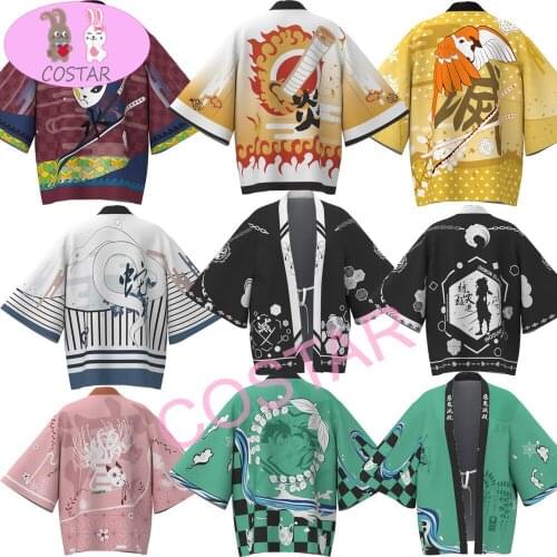 COSTAR Anime Demon Slayer Kimetsu No Yaiba Haori Kimono Jacket Two Dimensions Bathrobe Cloak Pajamas