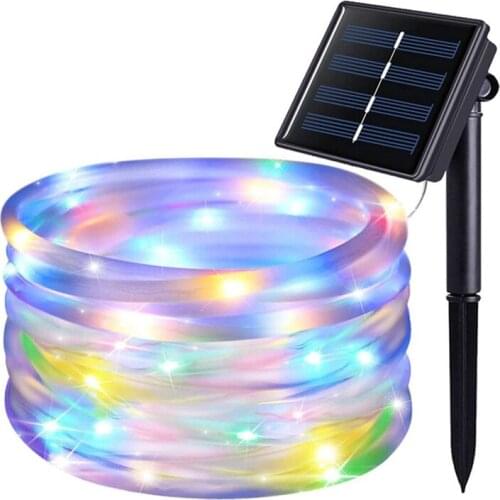 50/100 LEDs Solar Powered Rope Tube String Lights Outdoor Waterproof Fairy Lights Garden Garland for Christmas Yard Decoration