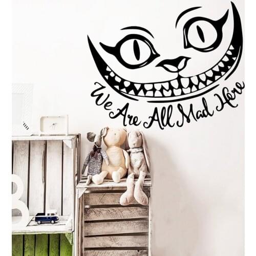 Classic we are all mad here Wallpaper Home Decor Wall Sticker For Baby Kids Rooms Decor Pvc Wall Decals Decor