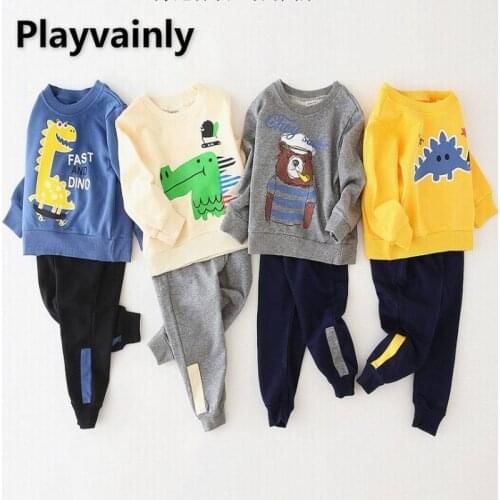 2021 New Boys Sets Cartoon dinosaur cotton leisure Fashion 2PCS Outfit Baby Clothes 2-6Y E3749