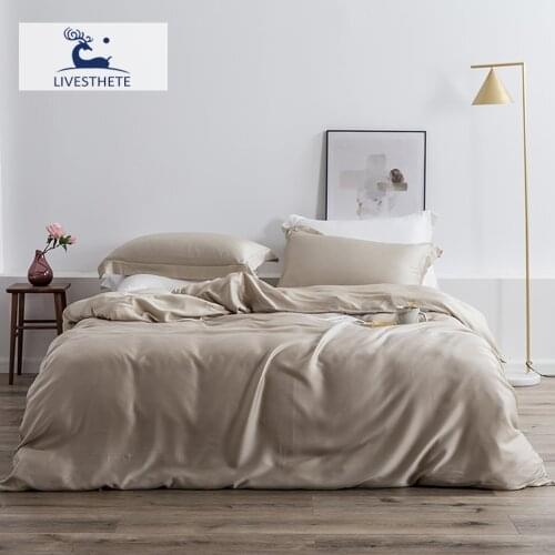 Liv-Esthete Champagne Gold 100% Silk Bedding Set 6A Grade Beauty Sleep Quilt Cover Set Double Quuen King Bed Linen Pillowcase