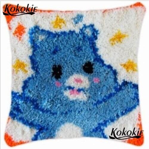 Latch hook pillow kit Unfinished Crocheting Rug Kits Yarn butterfly Pillowcase cross stitch embroidery needlework sets rug tool