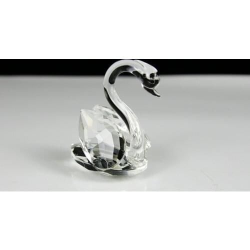 Beautiful Crystal Glass Swan Miniature Animal Figurines Christmas Gift Home Decoration Craft Supplies